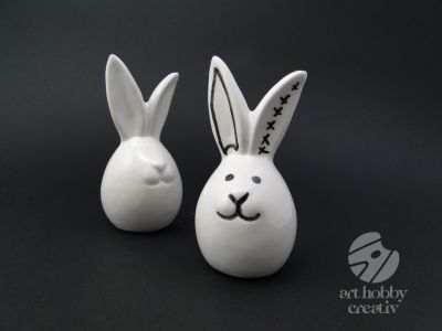 Decoratiune din ceramica - iepuras alb 11,5cm