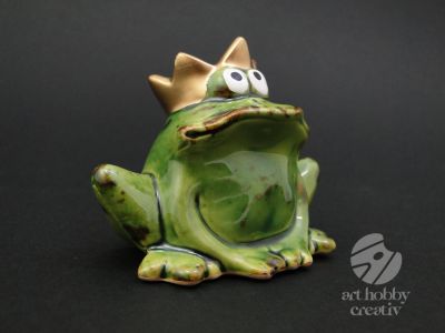 Decoratiune din ceramica - broasca cu coroana 5,5cm