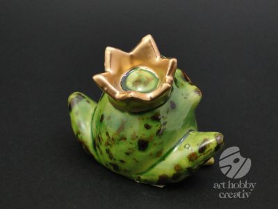 Decoratiune din ceramica - broasca cu coroana 5,5cm