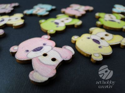 Nasturi lemn - ursulet 3cm set/12buc