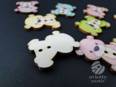 Nasturi lemn - ursulet 3cm set/12buc