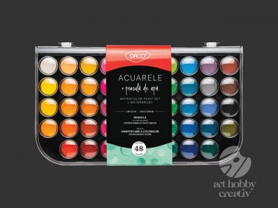 Vopsea acuarela set/48 culori + 2 pensule