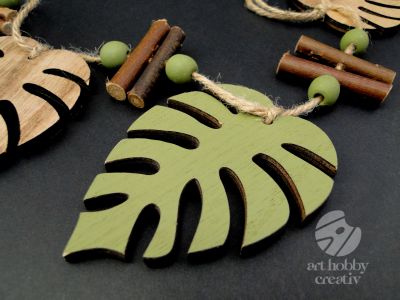 Ghirlanda cu frunze tropicale - verde olive 60cm