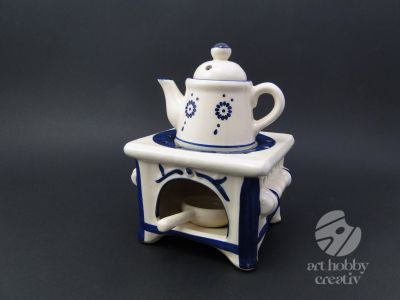 Candela ceramica alba - pictata 18cm