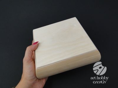 Cutie lemn cu colturi rotunjite - patrat 16cm