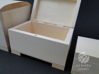Cutii lemn cu colturi rotunjite - tip cufar set/3buc