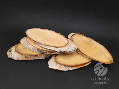 Felie lemn mesteacan oval 25cm set/5buc