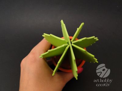Decor din lemn - cactus verde deschis 12,5cm