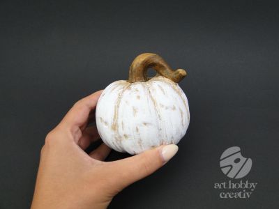 Dovleac ceramic decor - alb Ø8,5cm