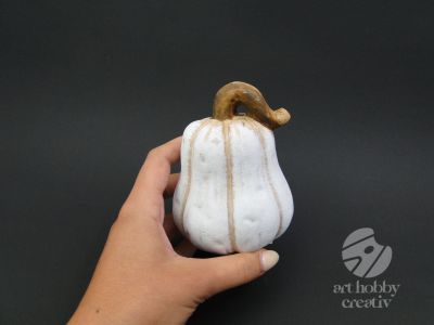 Dovleac ceramic decor - alb Ø8cm