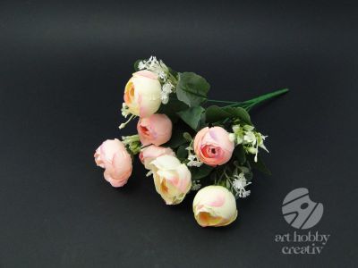 Buchet artificial - Ranunculus roz/crem