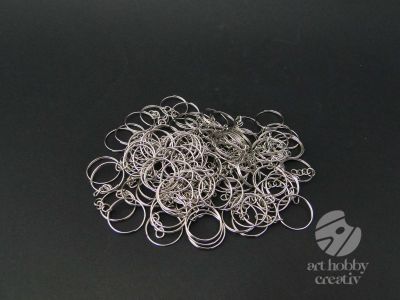 Inel breloc argintiu cu lantisor - Ø25mm - set/100buc