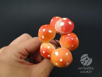 Ciuperci mini pe sarma - rosu portocaliu set/6buc