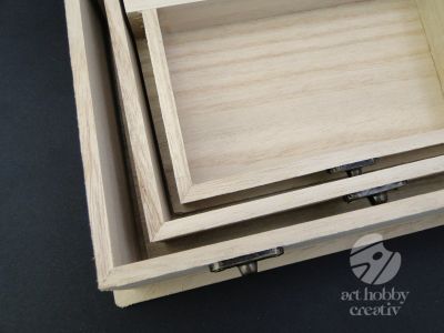 Cutii din lemn model carte set/3buc