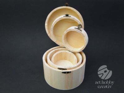Cutie lemn - rotund set/3buc