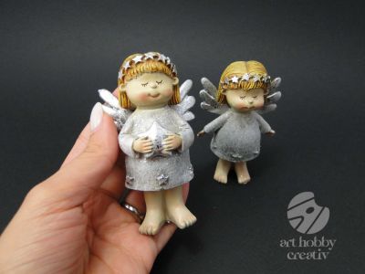 Ingeras decor din polirasina - argintiu dif.modele 10cm