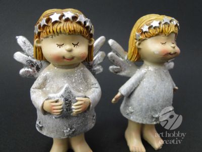 Ingeras decor din polirasina - argintiu dif.modele 10cm