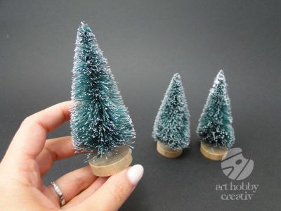 Bradulet mini decor cu zapada artificiala 13cm set/3buc