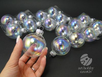 Glob sticla transparent - perlat 5,7cm set/16buc