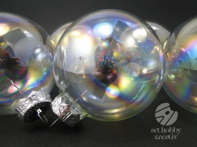Glob sticla transparent - perlat 8 cm set/6buc