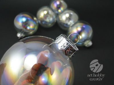 Glob sticla transparent - perlat 8 cm set/6buc