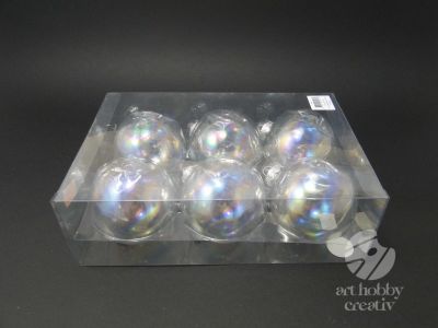 Glob sticla transparent - perlat 8 cm set/6buc