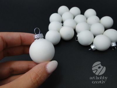 Glob sticla - alb satin 3cm set/18buc