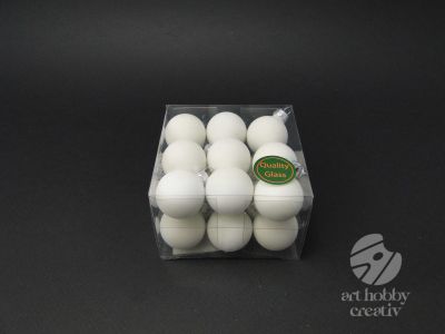 Glob sticla - alb satin 3cm set/18buc