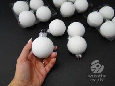 Glob sticla - alb satin 5,7cm set/16buc