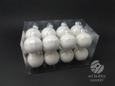 Glob sticla - alb satin 5,7cm set/16buc