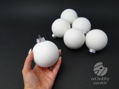 Glob sticla - alb satin 8cm set/6buc