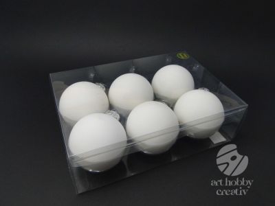 Glob sticla - alb satin 8cm set/6buc