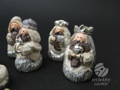 Figurine mini - scena nasterii Domnului - argintiu set/10buc