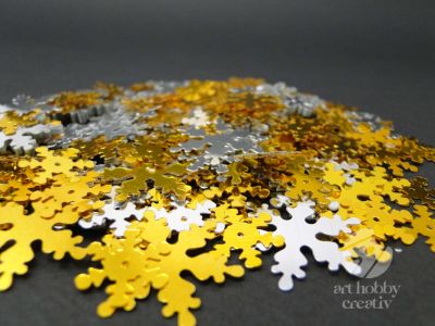 Confetti - fulgi de zapada aurii si argintii - set/14gr