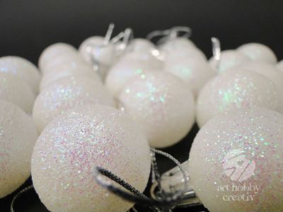 Globulete glitterate - alb set/24buc