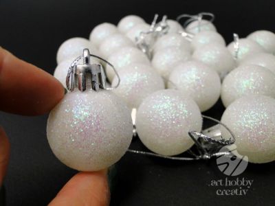 Globulete glitterate - alb set/24buc