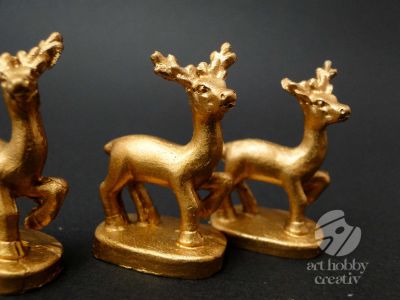 Figurina mini caprioara - auriu 4,5cm set/3buc