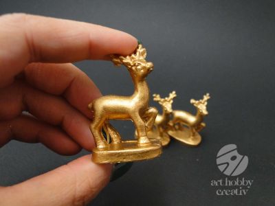 Figurina mini caprioara - auriu 4,5cm set/3buc
