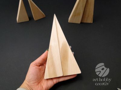 Cadru lemn natur triunghi - brad din 2 piese dif. marimi