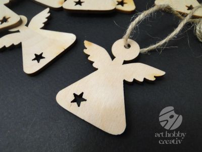 Ornament de craciun - ingeras natur 5cm - set/10buc
