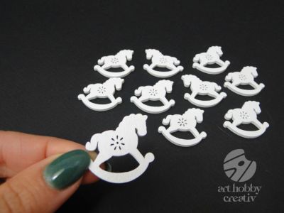 Figurine mini calut balansoar - alb set/10buc