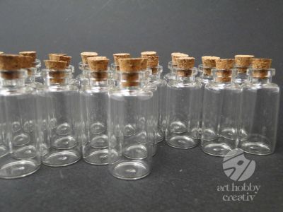Sticluta mini cu dop din pluta 45mmx20mm - set/24buc