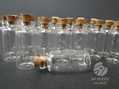 Sticluta mini cu dop din pluta 45mmx20mm - set/24buc