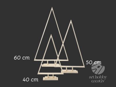 Brad decorativ din lemn - 40cm/50cm/60cm - set/3buc