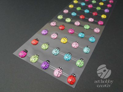 Strasuri autoadezive - buburuze colorate 1,5cm set/50buc
