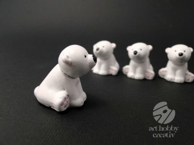 Figurine mini lemn - urs polar set/4buc