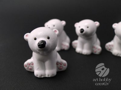 Figurine mini lemn - urs polar set/4buc