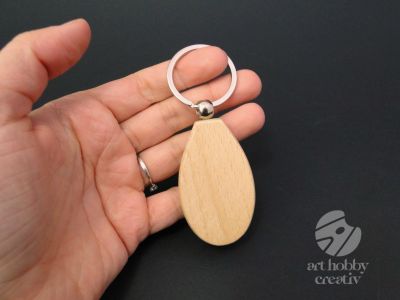 Breloc din lemn - oval 6cm