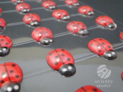 Strasuri autoadezive - buburuze rosii 1.5*1cm set/40buc