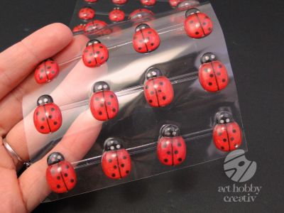 Strasuri autoadezive - buburuze rosii 1.5*1cm set/40buc